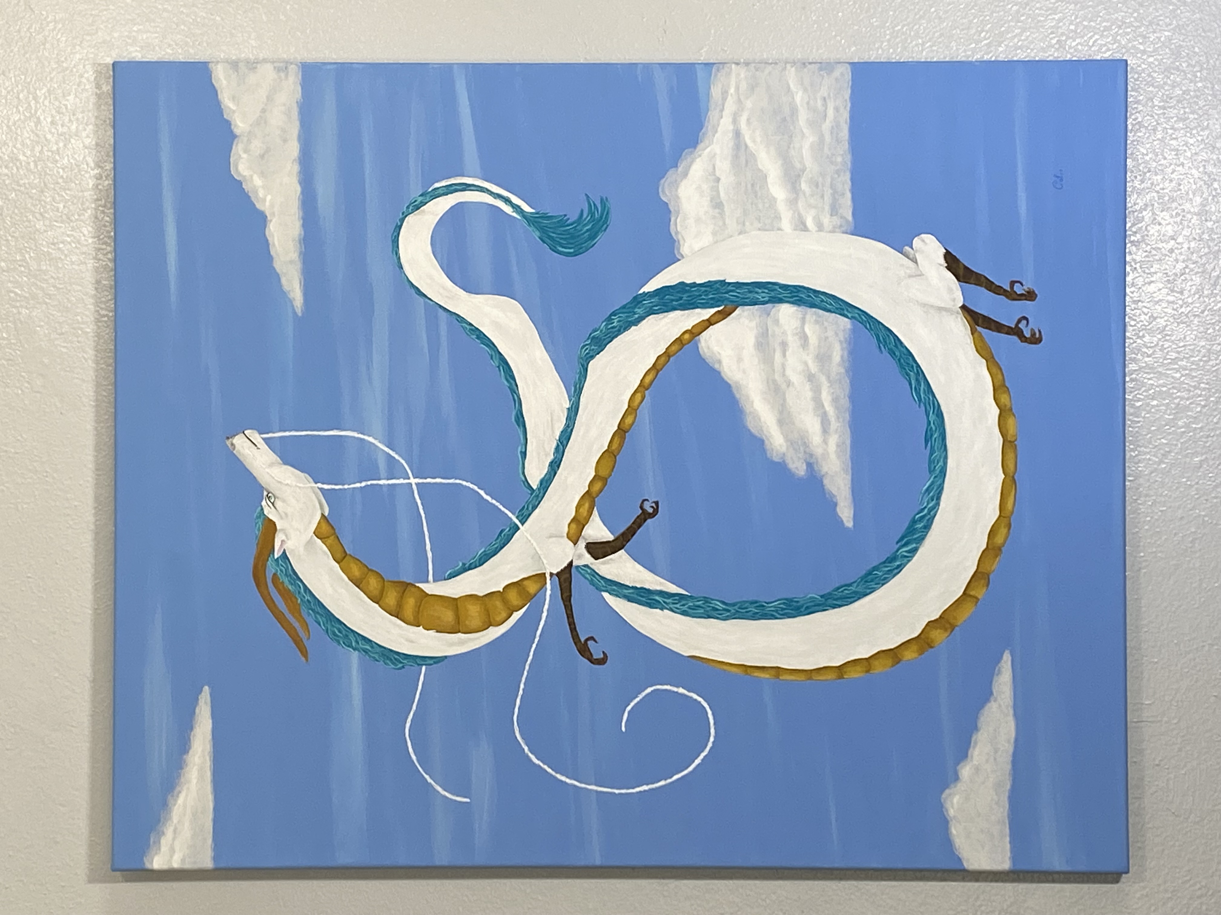 Asian dragon painting on canvace